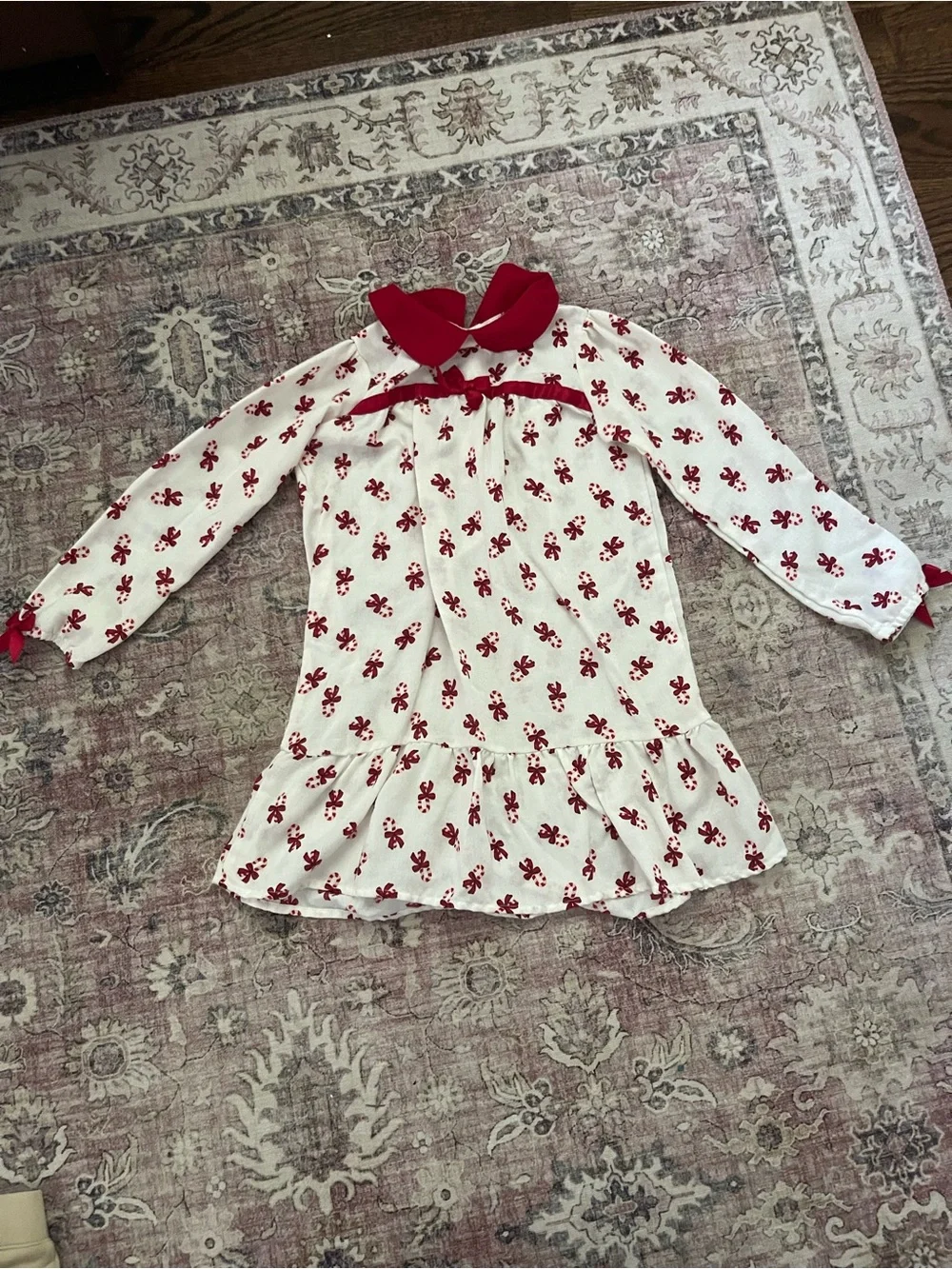 Candy cane flannel ruffle nightgown